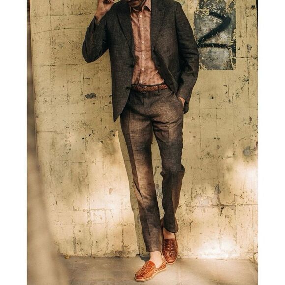 Taylor Stitch The Sheffield Trouser Mens 29 In Coco Brown Linen Unfinished NEW - Picture 8 of 16